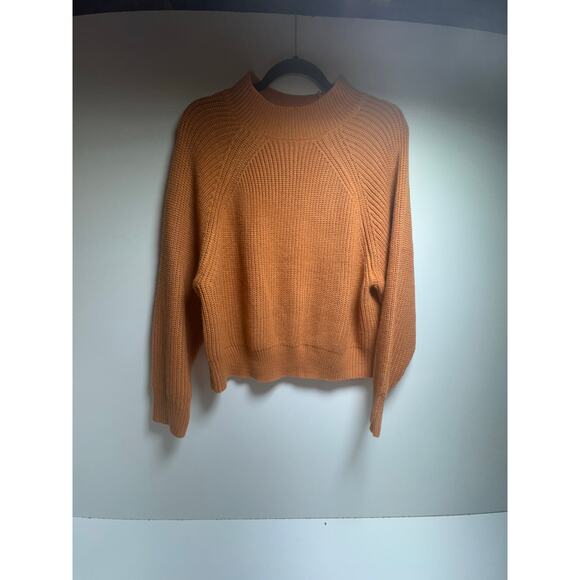 Olive & Leaf Womens Sz Large Cropped Knit Long Sleeve Sweater Rust Oversized - Picture 7 of 8